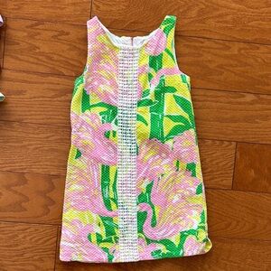 Lilly Pulitzer Pink Green Yellow Floral Shift Dress - Girls Small 6/6x